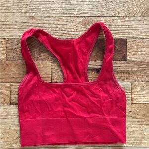 Red Ribbed Sports Bra/ crop top